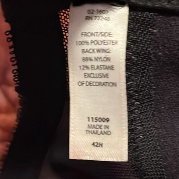 Paramour bra size 42H black mesh with peach and white floral lace - Picture 5 of 5